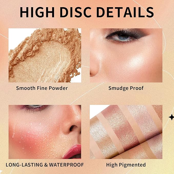 Highlighter Powder Palette, 5 Colors Makeup Palette Contour Palette Eyeshadow Makeup Kit Waterproof Long Lasting Brilliant Lighten Skin Color Professional Versatile Face Shading Set(1, brown, Large)-Velvo Beauty