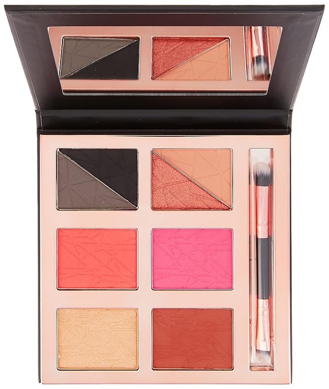 Luxe Light & Loaded Multi-Use Palette | 4-in-1, Eyeshadow, Blush, Contour, Highlight | Mix colors for Custom Blends | Includes Mirror and Dual Brush-Velvo Beauty