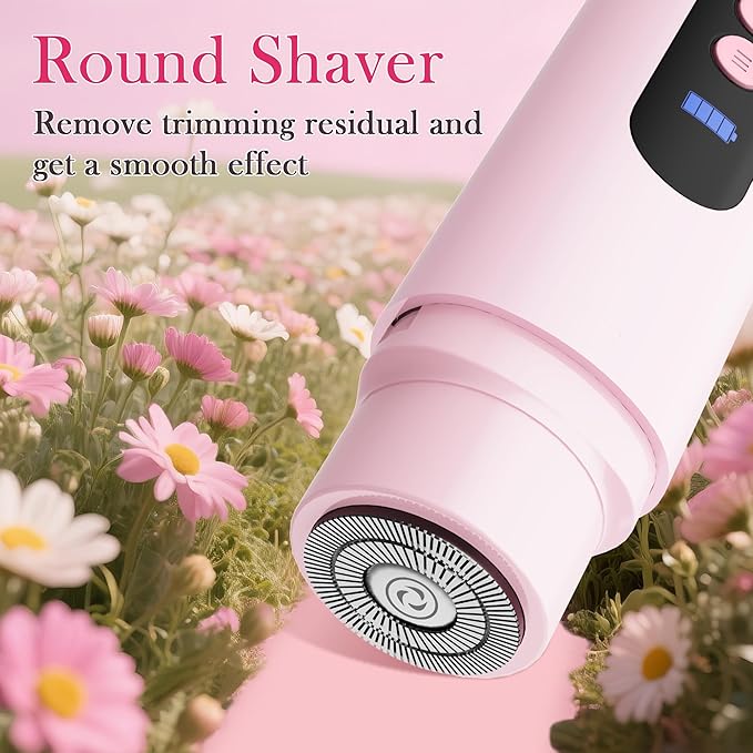 Bikini Trimmer Razors Shaver for Women: DEEHENK 2-Speed Electric Razor for Pubic Hair Dual Head Shaver Women IPX7 Waterproof Rechargeable Lady Trimmer for Bikini Underarm Body Leg Face Pink-Velvo Beauty