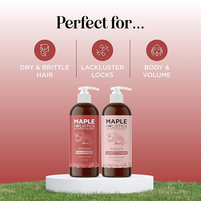 Argan Oil Shampoo and Conditioner for Dry Hair - Paraben and Sulfate Free Shampoo and Conditioner Set for Dry Hair Frizz Curl Care and Split Ends - Moisturizing Argan Shampoo and Conditioner Set-Velvo Beauty
