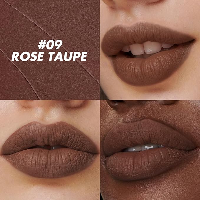 FOCALLURE Ultra Chic Matte Lipstick,Rich Vitamin E Lip Crayon,Lightweight Matte Color without Drying or Fading,Long Lasting Waterproof Lips Makeup,ROSE TAUPE-Velvo Beauty
