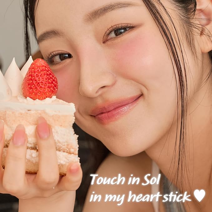 Touch in Sol In My Heart Stick Blush (#Punchy Pink) – Cream Blush Stick for Cheeks, Eyes & Lips – Korean Makeup Cheek – Creamy, Blendable Milk Blusher for Dewy Glow, Natural Finish, k beauty, 0.21 Oz-Velvo Beauty
