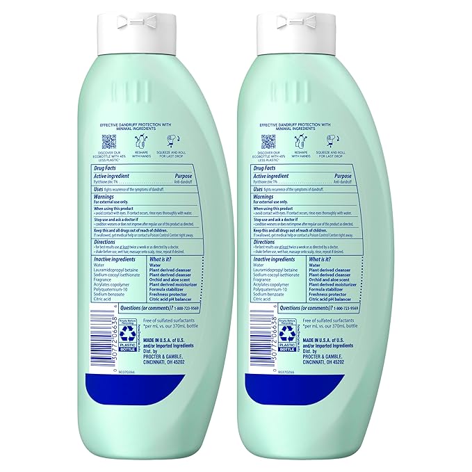 Head & Shoulders BARE Dandruff Shampoo Twin Pack, Soothing Hydration, Sulfate-Free, Silicone-Free, Dye-Free, Eco-Friendly Bottles, Safe for All Hair Types, 13.5 Fl Oz Each (Set of 2)-Velvo Beauty