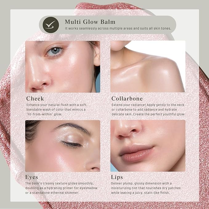 Multi Glow Balm Set, Cream Blush with Double-ended Brush, Radiant Finish, Hydrating, Creamy, Radiant Finish, Lightweight & Blendable Color, Face Balm-Velvo Beauty