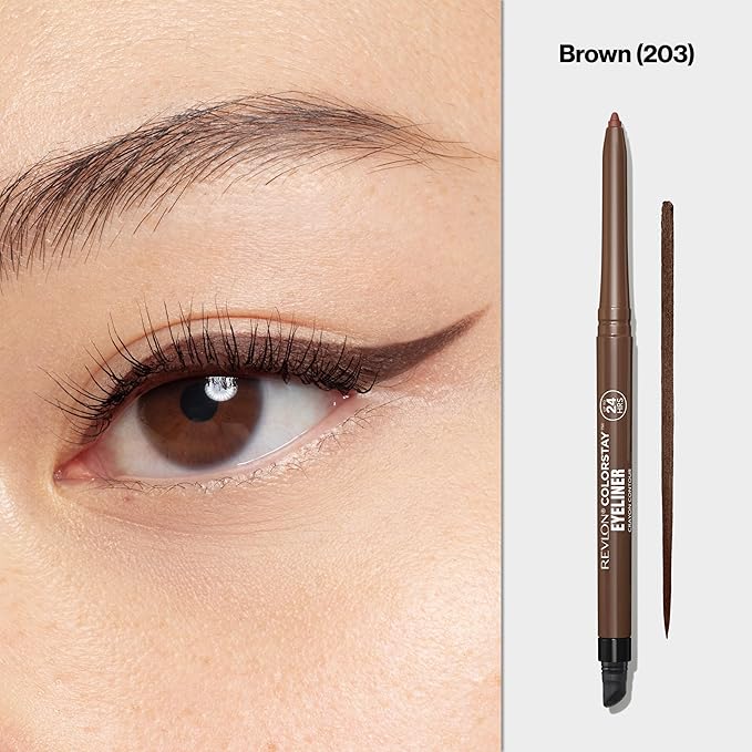 Revlon ColorStay Pencil Waterproof Eyeliner, Smudge-Proof, Eye Makeup with Built-In Sharpener, Packaging May Vary, 203 Brown, 0.01 oz-Velvo Beauty