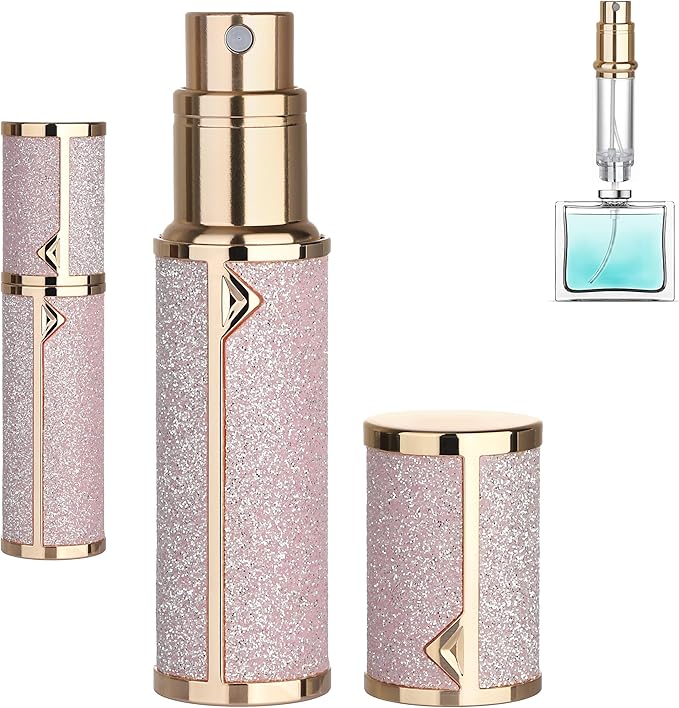 Refillable Travel Perfume Atomizer Bottle - 5ml Luxury Pocket Perfume Dispenser Pump, Travel Perfume Atomiser, Cologne Dispenser, Portable Size Sprayer Bottle for Traveling (Pink - 1)-Velvo Beauty