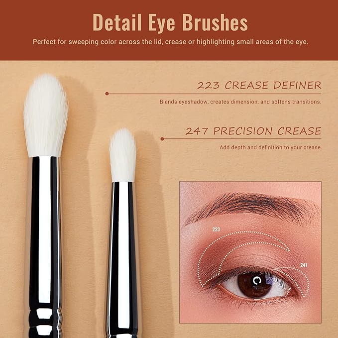 Jessup Eyeshadow Brush Set 7pcs Fluffy Eye Makeup Brushes for Eye Shadow Blending Shader Crease Concealer Black T334-Velvo Beauty