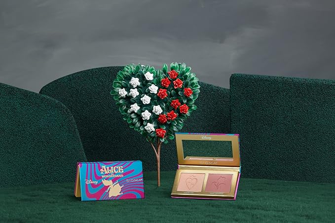 Sigma Beauty and Disney Makeup Palette- Alice in Wonderland Highlighter and Blush Palette - Long lasting blush and Highlighter Pressed Powder - Gluten Free, Cruelty Free, Vegan Makeup Palette-Velvo Beauty