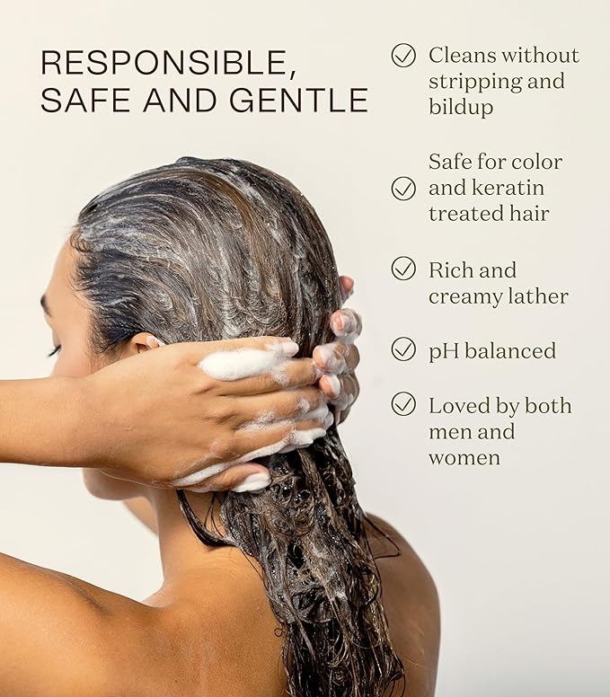Non Toxic Vegan Shampoo with Organic Ingredients, Apple Cider Vinegar & Tea Tree Oil - Sulfate Free, Color Safe, Paraben Free, Gluten Free, Cruelty Free, pH Balanced-Velvo Beauty