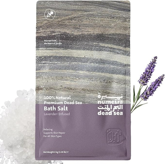 Dead Sea Salts for Soaking - Relaxing Salt Bath Soak for Body Rejuvenation - Natural Mineral Salts - Coarse Dead Sea Salt Bath Salts for Women & Men w/Lavender Infused Essential Oil (2.2lb)-Velvo Beauty