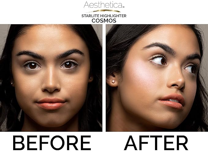 Aesthetica Starlite Highlighter - Metallic Shimmer Highlighting Makeup Powder - Cosmos (Sparkling Rose Gold)-Velvo Beauty