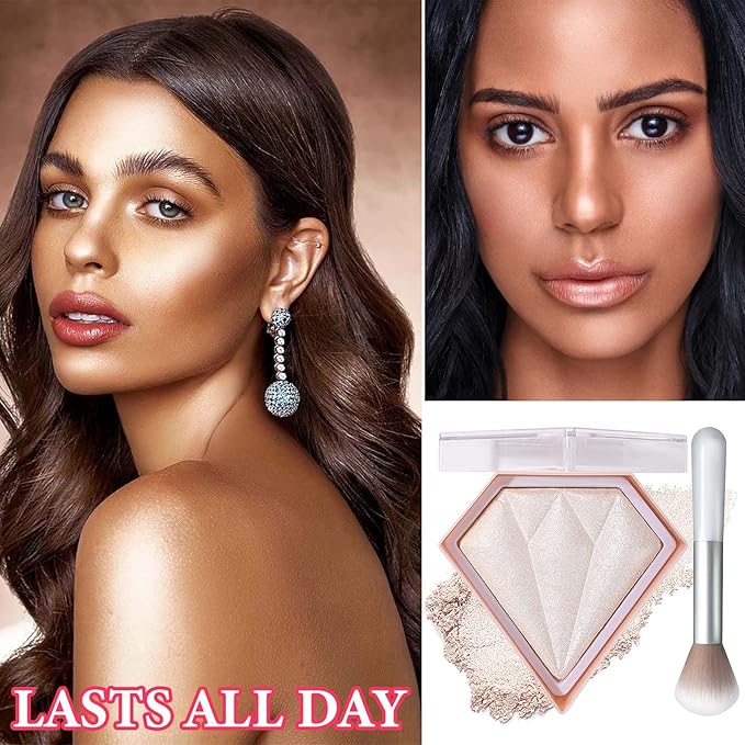 Face Glitter Blush Shimmer Waterproof Highlighter Blusher Powder,Facial Contour Corrector Long Lasting Glitter Illuminator Highlighter Palette Shimmer Highlight Makeup Palette(01#)-Velvo Beauty