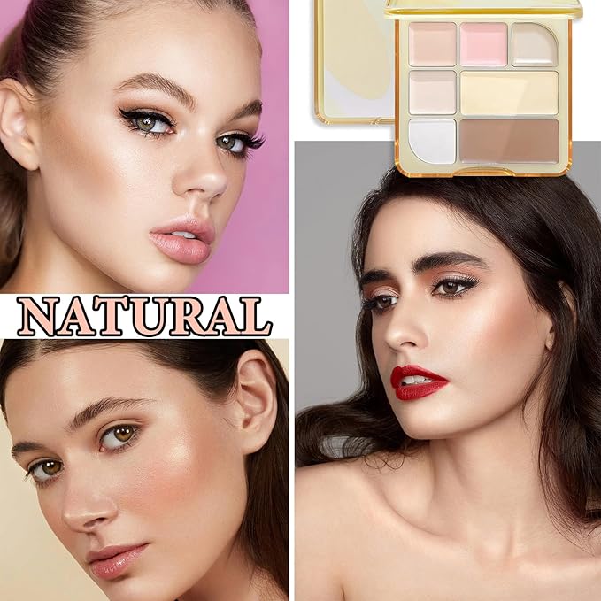 7 Colors Concealer Contour Palette,Correcting Concealer Makeup Palette 7 In 1 Contouring Foundation Cream Contour Palette for Redness,Dark Circles,Blemish,Acne(03#)-Velvo Beauty