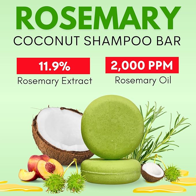 Rosemary Shampoo and Conditioner Bar Set 3 - Hair Growth, Regrowth, and Anti Hair Loss - Natural Solid Shampoo Bars for Women with Straight, Curly Hair for Thinning, Thickening Sulfate & Silicone free-Velvo Beauty