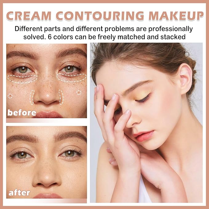 Cream Concealer Contour Makeup Palette Cream Foundation Palette for Dark Circles Professional Concealer Full Coverage Face Highlighter Contour Makeup Palette with Brush - 02 Concealer-Velvo Beauty