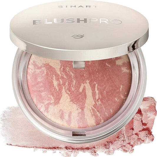 Baked PRO Blush. Brighten Lighting Highly Glow Marbleized Blush. Lightweight Shimmery Satin Face Makeup. Cruelty-Free. Shape, Contour & Highlight Face (B2)-Velvo Beauty