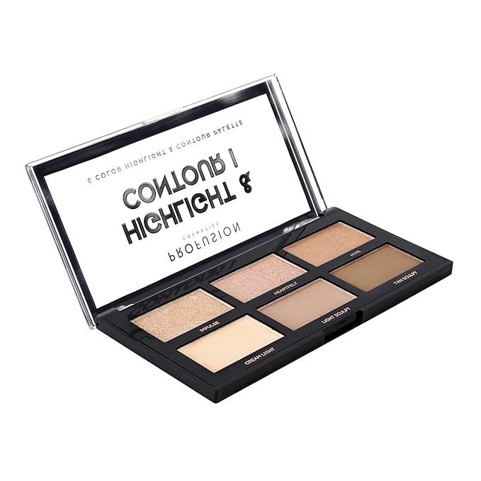 Profusion Cosmetics Mini Artistry Highlight & Contour I Palette Makeup Kit, Long Lasting and Soft Powder Formula - Light Medium-Velvo Beauty