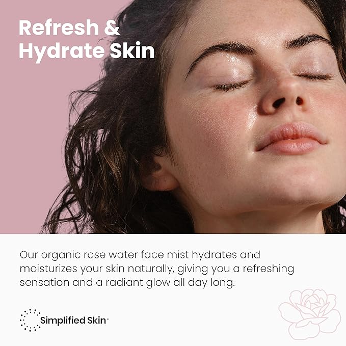 Rose Water Spray for Face & Hair (Refill) - Organic USDA Certified Rosewater Facial Toner - Alcohol-Free Makeup Setting Hydrating Face Mist - Anti-Aging Toner Spray - 8 Fl Oz-Velvo Beauty