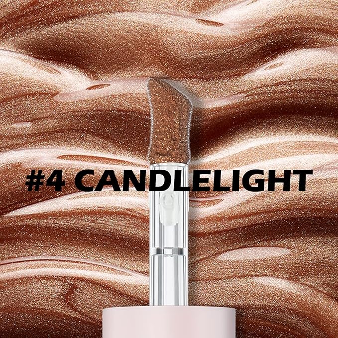 Erinde Liquid Highlighter Makeup, Face Highlighter Bronzer Makeup Stick, Natural Glossy Finish, Lightweight Blendable Silky Smooth Cream Face Illuminator Makeup, Cruelty-free, 04# CANDLELIGHT-Velvo Beauty