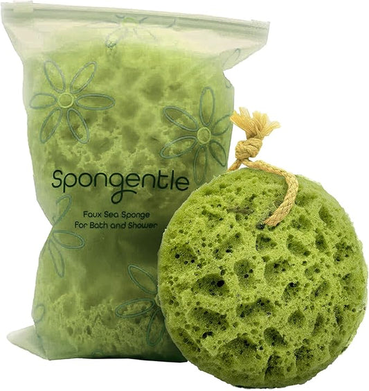 Spongentle Deep Cleansing Body Loofah Sponge, Natural Colors, for Bath and Shower, Multiple Textures for Gentle and Deep Exfoliation, Generous and Rich Lather, (Pack of 3)-Velvo Beauty