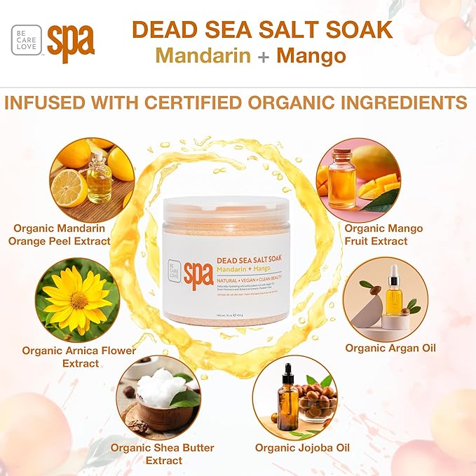 BCL SPA Dead Sea Salt Soak, Mandarin + Mango, 16 oz-Velvo Beauty