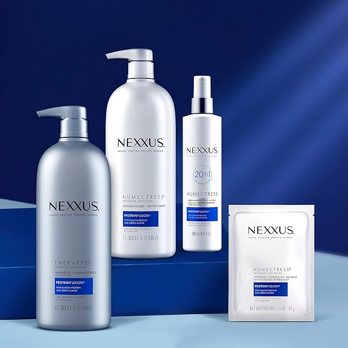 Nexxus Therappe Moisturizing Shampoo Ultimate Moisture for Dry Hair Silicone-Free, Moisturizing ProteinFusion with Elastin Protein and Green Caviar 33.8 oz-Velvo Beauty