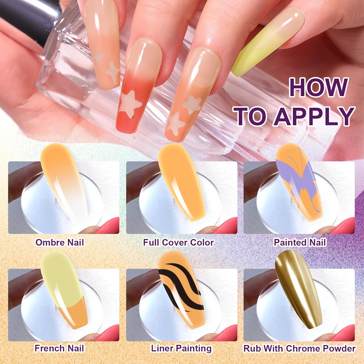 Gradient Painting Gel, 9 Colors Ombre Gel Nail Polish Summer Hot Bule for Pigment Pat Nails Aura Nails, French Manicure DIY Nail Art Soak of UV Palette Bechside Candy-Velvo Beauty