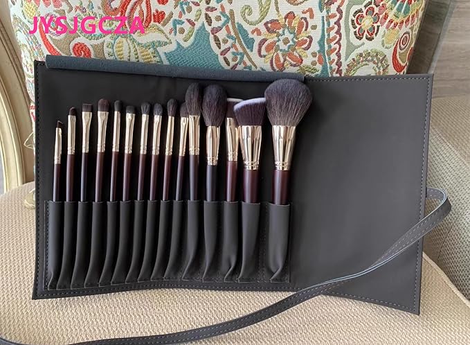 Professional makeup brush set with makeup bag. Includes Brushes for Contouring, Highlighting, Eyeshadow, Foundation & More. 15 Pcs Wool makeup brush-Velvo Beauty