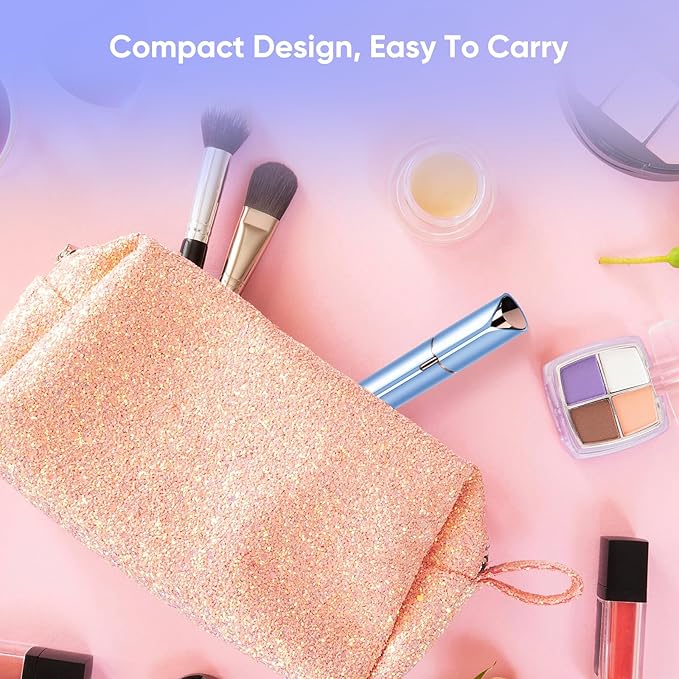 Facial Hair Remover for Women- as Seen on TV Painless Face Shaver -Mini Hair Remover, Electric Razor Shaver Portable Bikini Epilator for Lips, Chin, Armpit, Peach Fuzz, Fingers, Neck, Cheek(Blue)-Velvo Beauty