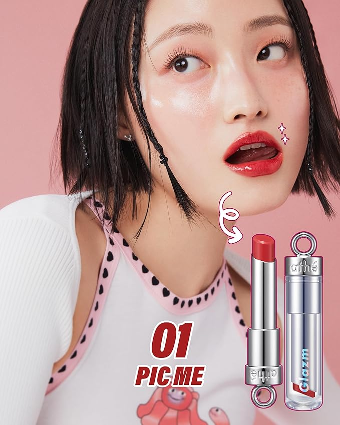 ATHE Glazm Lipbalm Stick - Vegan Glow Korean Lip Balm - Plumping, Volumizing & Highly Pigmented Lipstick - Soft Melting, Buildable Formula - Plant-Derived, Cruelty-Free, 0.12oz. (01 Pic Me)-Velvo Beauty