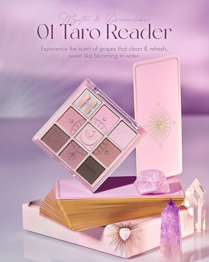 HOLIKA HOLIKA My Fave Mood 09 Taro Reader - 9 Colors Eye Palette - Pink & Purple Shades, Ideal for Cool-Tone Skin - Matte Shimmer Eyeshadow Kit - Multipurpose for Blusher - Flawless Finish, Soft-Velvo Beauty