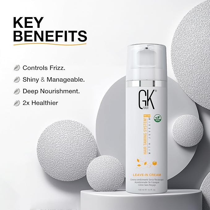 GK HAIR Global Keratin Leave In Conditioner Cream (4.4 Fl Oz/130ml) Conditioning Hydrating Smoothing Moisturizing & Frizz Control For Dry Damaged Hair Taming before Swimming or Exercise-Velvo Beauty