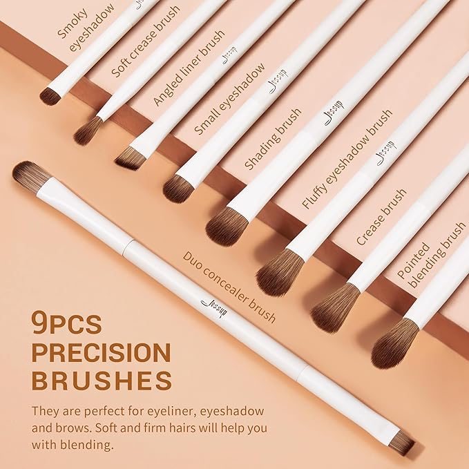 Jessup Makeup Brushes 14Pcs Makeup Brush Set Premium Synthetic Powder Foundation Contour Blush Concealer Eye Shadow Blending Liner Make Up Brush Kit Light Grey T329-Velvo Beauty