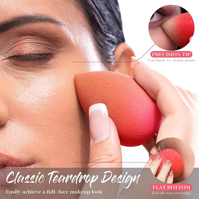 BEAKEY Makeup Sponge 5 Pcs Set, Latex-Free and Soft Boun Boun Beauty Sponge for Blending, Makeup Sponges for Foundation, Liquid, Cream and Powder. Blender for Enhanced Make Up Application-Velvo Beauty