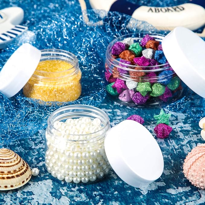 SATINIOR 24 Pieces Empty Clear Plastic Jars with Lids Round Storage Containers Wide-Mouth for Beauty Product Cosmetic Cream Lotion Liquid Butter Craft and Food (Transparent Lid, 4 oz)-Velvo Beauty