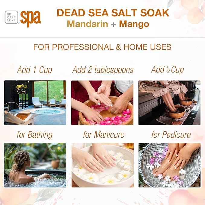 BCL SPA Dead Sea Salt Soak, Mandarin + Mango, 16 oz-Velvo Beauty