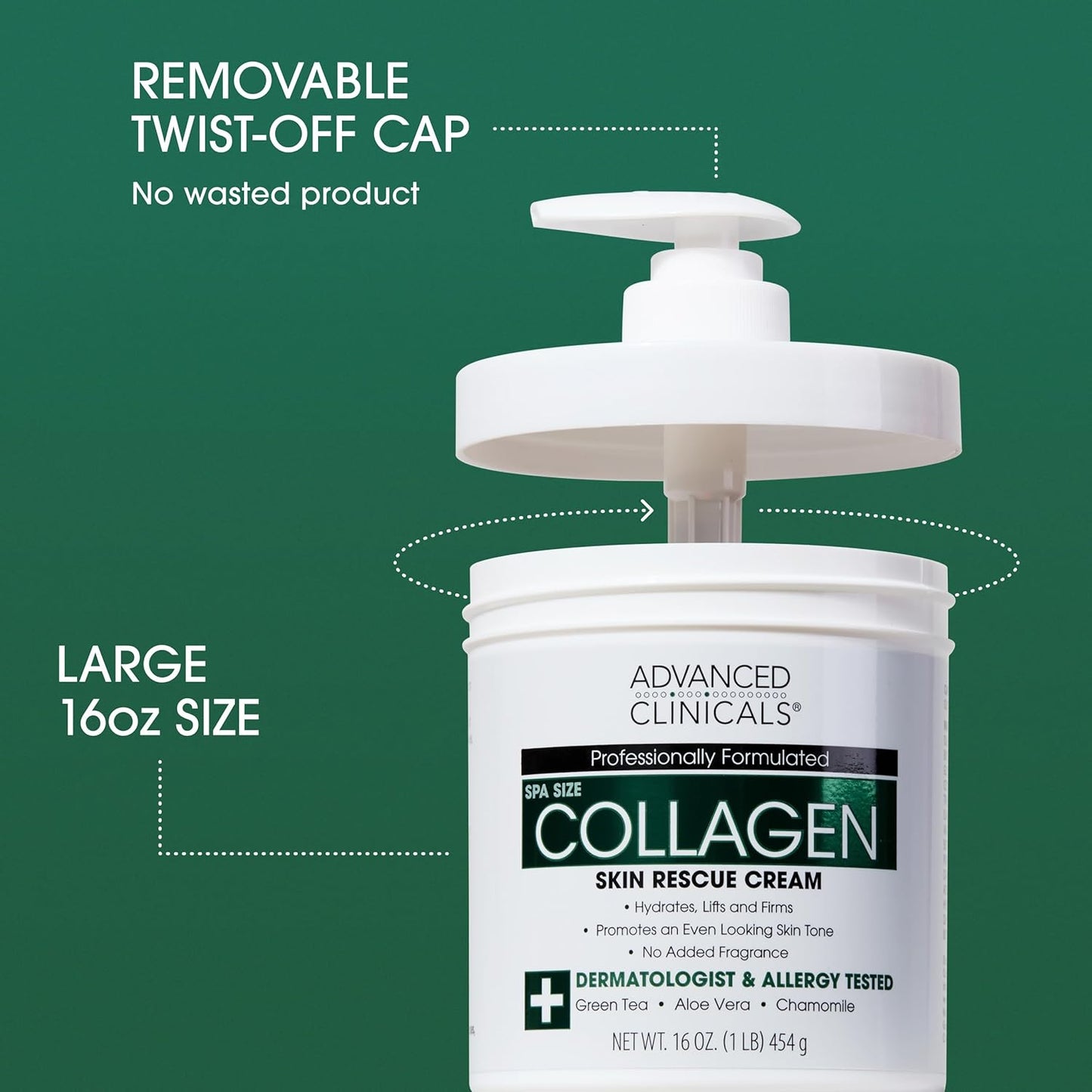 Advanced Clinicals Collagen Cream Body Lotion & Face Moisturizer W/Vitamin E | Skincare Collagen Lotion For Women, Men, Hand, & Neck Improves Look Of Crepe Skin & Uneven Dry Skin, 16Oz + Travel Size-Velvo Beauty