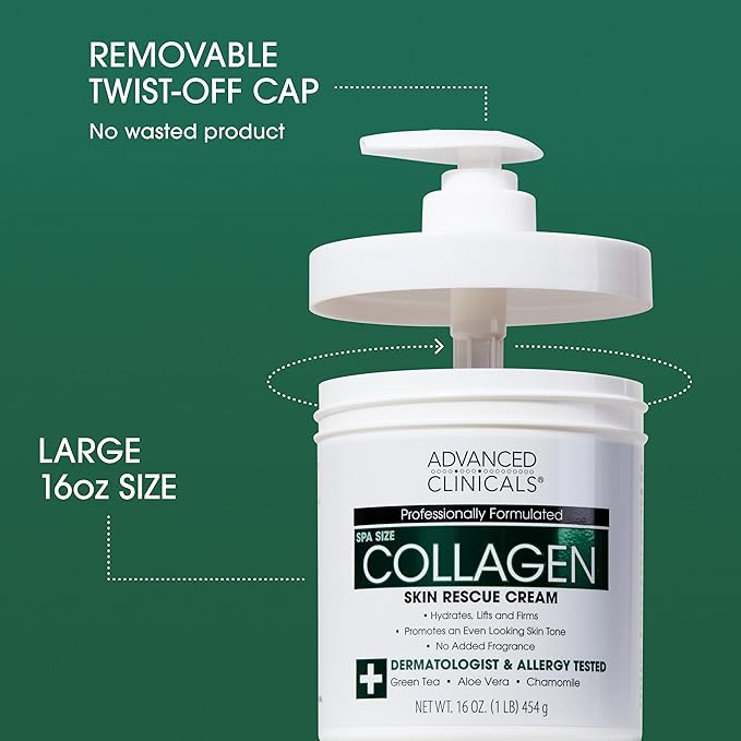 Advanced Clinicals Unscented Collagen Body Cream + Collagen Serum For Face 2PC Skincare Set | Face Serum & Body Lotion For Women & Men Helps Improve Look Of Wrinkles & Dry Skin, Fragrance Free, 2pc-Velvo Beauty