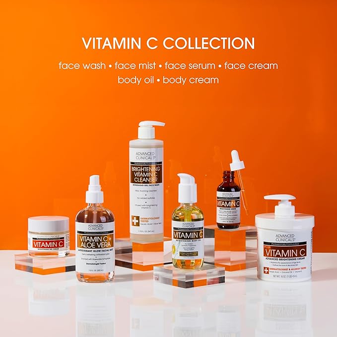 Advanced Clinicals Vitamin C Cream Face & Body Lotion Moisturizer | Anti Aging Skin Care Firming & Brightening Cream For Body, Face, Uneven Skin Tone, Wrinkles, & Sun Damaged Dry Skin, 16 Oz-Velvo Beauty