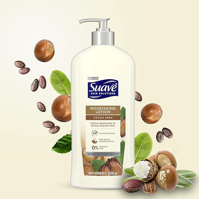 Suave Skin Solutions Body Lotion, Cocoa Butter & Shea, 18 Fl Oz (Pack of 6)-Velvo Beauty