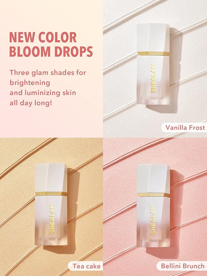 SHEGLAM Glow Bloom Liquid Waterproof Highlighter Long Lasting Cream Highlighter with Shimmer Dewy Finish - Bellini Brunch-Velvo Beauty