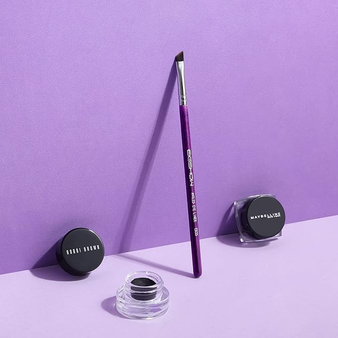 Eyeliner Brush Fine Angled - PRO Precision Gel Eye Liner Makeup Brush -Ultra Thin Slanted Flat Angle - Premium Cruelty Free Synthetic Bristles (E835 Purple)-Velvo Beauty