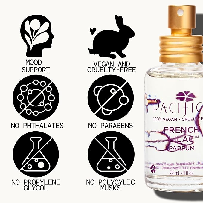 Pacifica French Lilac Spray Perfume – Clean Vegan Floral Fragrance for Women, Fresh-Cut Lilac & Powdery Magnolia Notes, Long-Lasting Romantic Spring Scent, 1 oz-Velvo Beauty