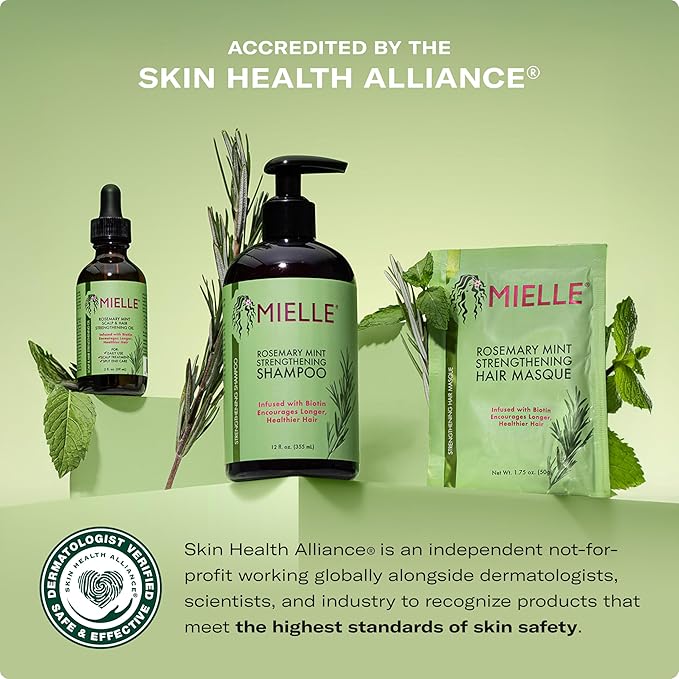 Mielle Organics Rosemary Mint Strengthening Shampoo and Conditioner Infused with Biotin, Cleanses and Helps Strengthen Weak and Brittle Hair, 12 Ounces-Velvo Beauty