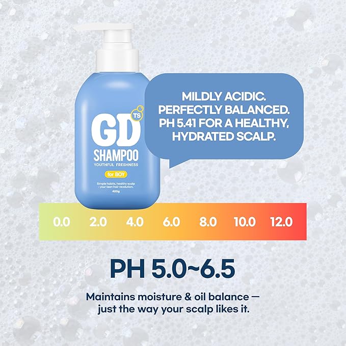 TS GD Shampoo for Boys | Korean Teen Shampoo with Upgraded Probiotics | Anti-Dandruff & Itchy Scalp Relief | Blue Fresh Allergy-Free Fragrance | Sulfate-Free (13.5 fl oz, 400ml)-Velvo Beauty
