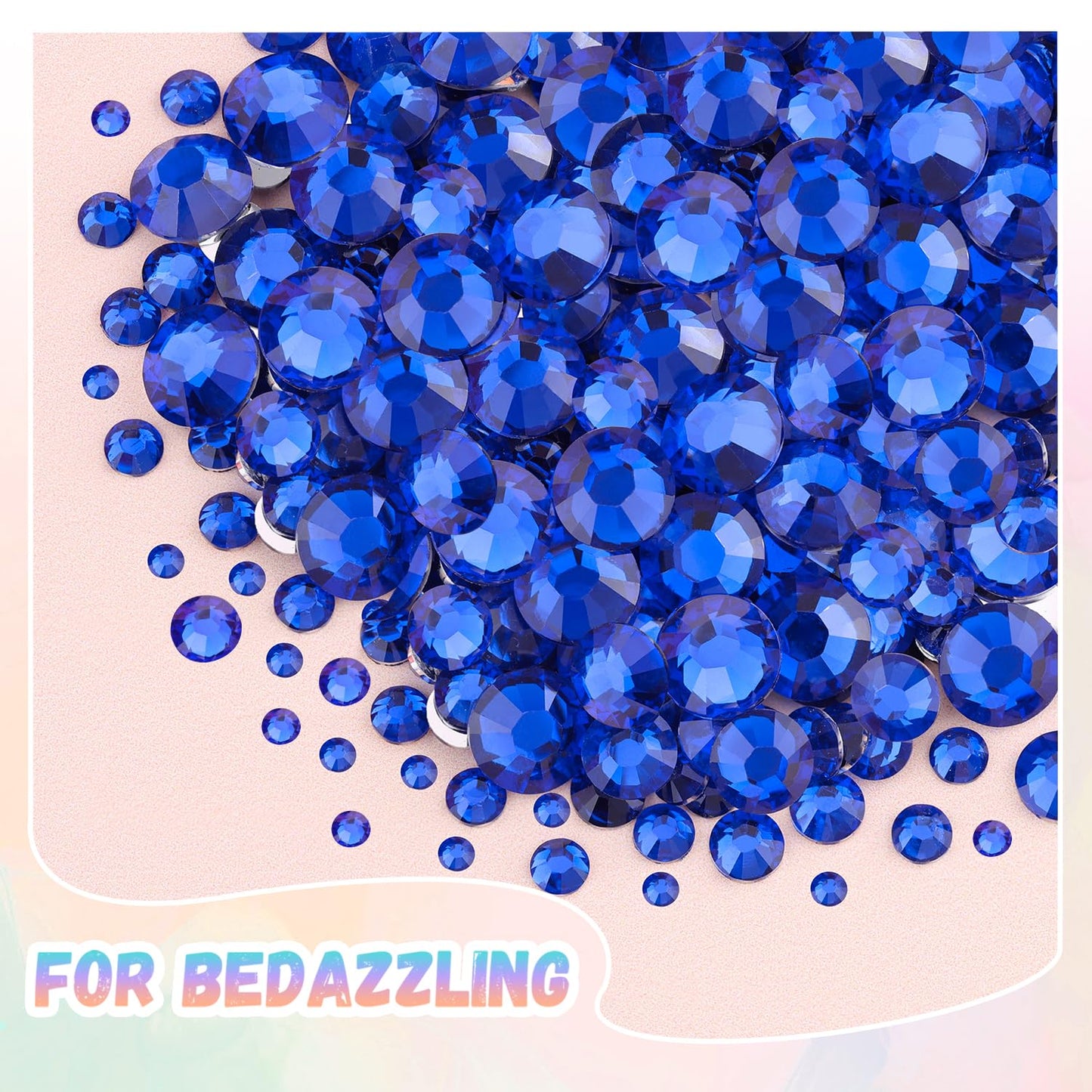 25000Pcs Resin Rhinestones with Tweezers for Crafting, 2-6mm Mixed Sizes (Royal Blue) Non Hotfix Flatback Gems, Bedazzling Crystal for DIY Crafts Clothing Tumblers Mugs Shoes Decor Nail Art-Velvo Beauty