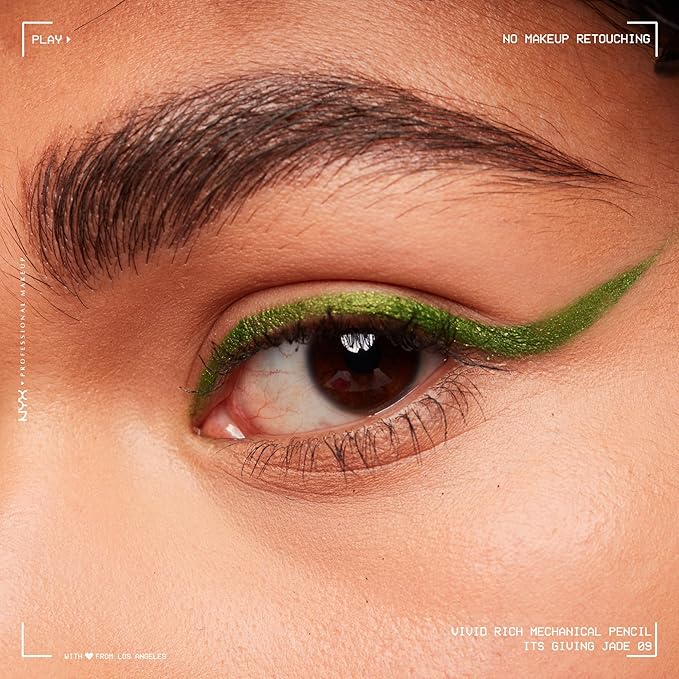 NYX PROFESSIONAL MAKEUP Mechanical Eye Pencil, Vivid Rich Mechanical, Creamy Retractable Eyeliner - It's Giving Jade, Olive Green Eyeliner-Velvo Beauty