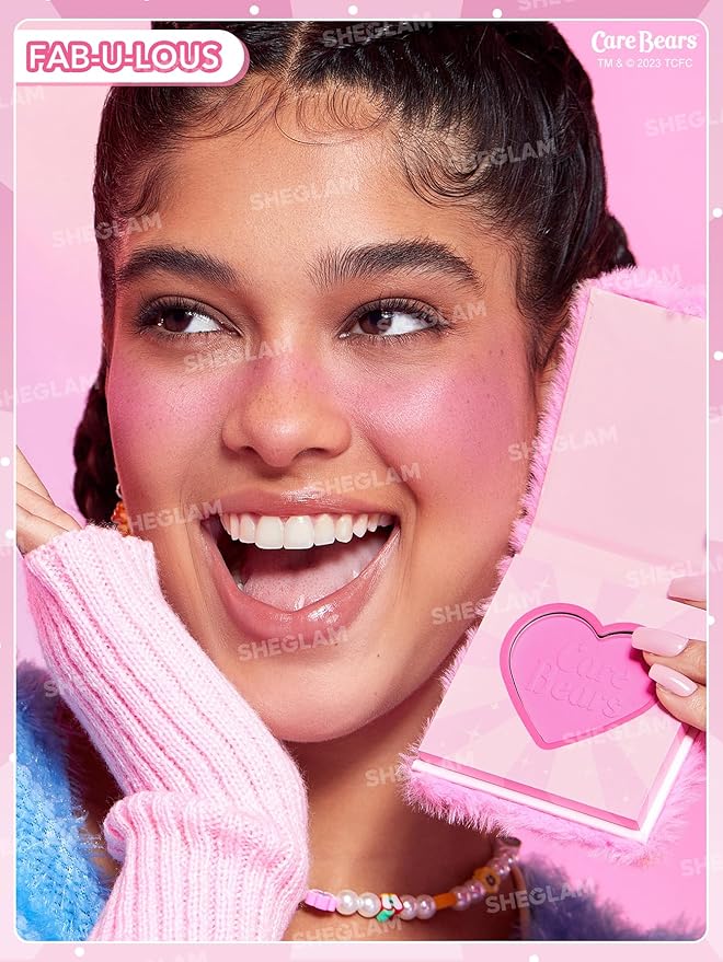 SHEGLAM X Care Bears Collection Set Vibrant Colored Eyeshadows Green White Purple Eyeliner Pink Blush Body Highlighter Liquid Lipstick Set Makeup Set-Velvo Beauty