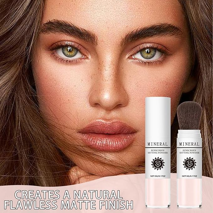 Mineral Sunscreen Setting Powder, SPF 35 Translucent Loose Powder, Mineral Brush Powder, Oil Control Natural Matte Finish, Lasting Lightweight Breathable for All Skin (#04 Pink Complexion)-Velvo Beauty