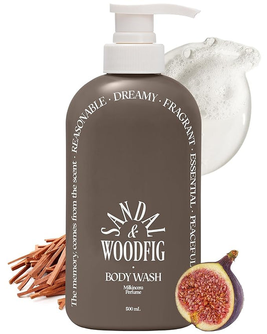 ODID Milk in Cera Perfume Body Wash - Korean Moisturizing Body Cleanser for All Skin Types - Cozy Wood & Fig Scent- with Milk Protein and Ceramide, 16.9 fl.oz.-Velvo Beauty